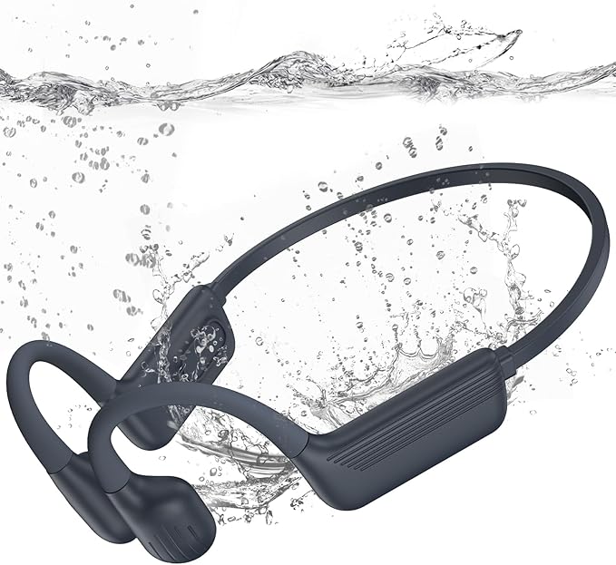 Swimming Headphones-Bone Conduction Headphones, IP68 Waterproof Open Earphones, LiteSurge Bluetooth 5.4 Underwater Sport Earbuds with 32 GB MP3 Memory for Swimming, Marathon-Dark Gray