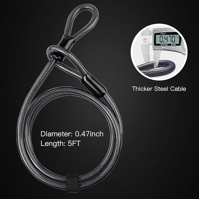 Bike U Lock Heavy Duty Bike Lock Bicycle Lock, 16mm U Lock and 3ft / 5ft / 6ft Length Security Cable with Sturdy Mounting Bracket for Bicycle, Motorcycle and More