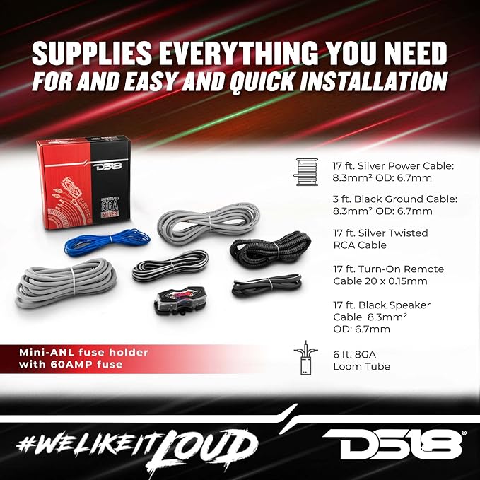 DS18 Hi-Low Converter with Amp Install Kit up to 800W - Line Output Converter + Amplifier Wiring Kit