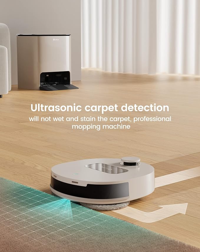 Lefant T1 Self-Cleaning Robot Mop, Smart Mapping Lidar dToF Sensors, No-Go Carpet, 5L Large Water Tank, 40°Hot Air Washing and Drying Mop, Compatible with Alexa, Ideal for Multiple Rooms