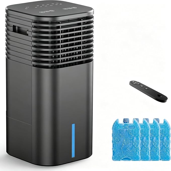 3-IN-1 Portable AC Unit with Remote, 24" Windowless Portable Air Conditioner, 15H Timer & 120°Oscillation, 2-Gal Tank, 3 Modes & 3 Speeds, Ultra-Quiet Ventless Swamp Cooler for Home Office, Inky