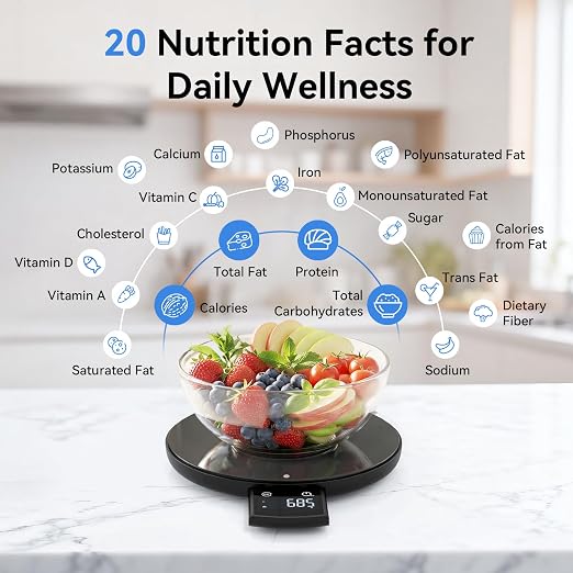 Ultrean Smart Food Scale with Nutritional Calculator, Kitchen Scale for Weight Loss, Food Weight Scale with App for Calorie & Macro Tracking, AI Scan, 33lb
