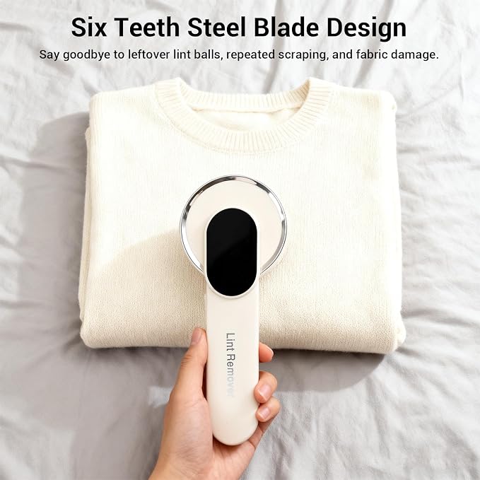 Fabric Shaver Lint Remover for Clothes, Sweater Shaver Sweater Defuzzer Remove Fuzz with 6 Teeth Blades, Lint Ball Remove Pilling Cashmere Wool Furniture