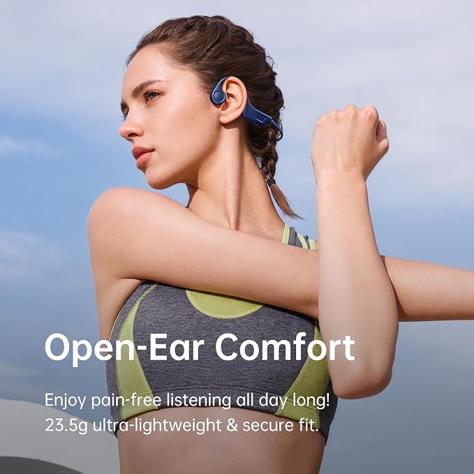 Kinglucky Open Ear Bone Conduction Headphones, 23.5g Ultra-Light Wireless Bluetooth 5.4 Sports Headphones, Comfortable Fit, IPX5 Waterproof for Running, Cycling, Workout, Walking