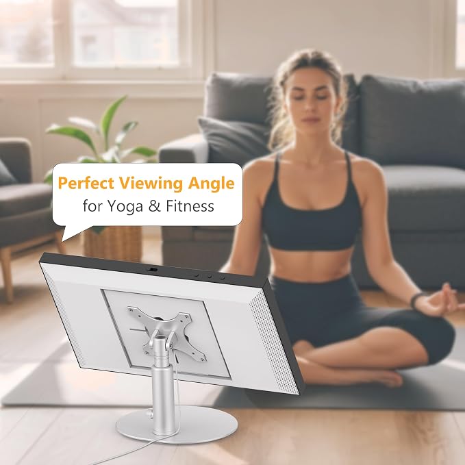 Laivli Desk Stand for Show 15(Gen 1, Gen 2) and Show 21, Silver 4-Level Height Adjustable and Tiltable Holder, Aluminum Mount with Anti-Slip Base, Easy Setup Compatible with Echo Show 15/21 (Standard)