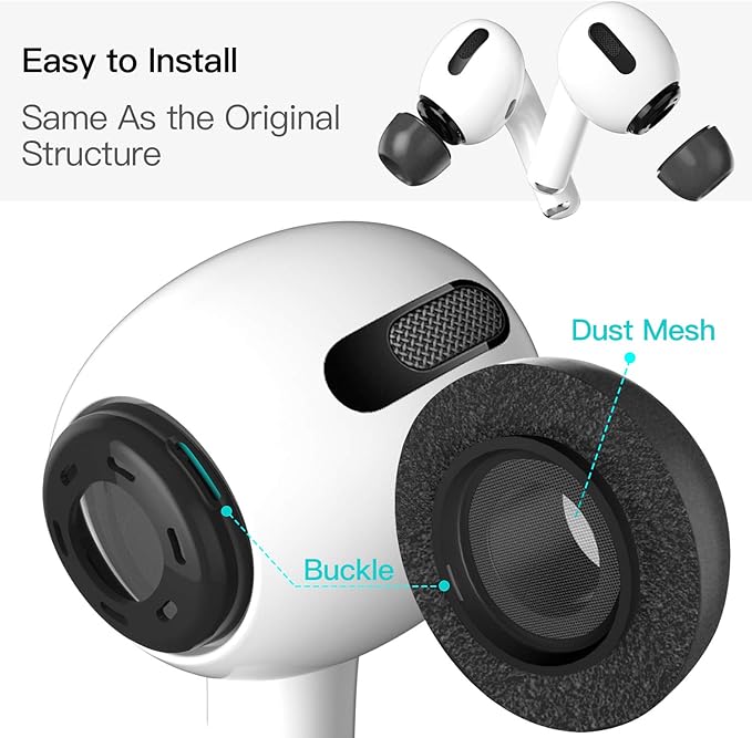 PZOZ 3 Pairs Replacement Ear Tips Compatible with Apple AirPods Pro & Pro 2nd (2022), Memory Foam Reducing Noise in-Ear Eartips Accessories (Fit in The Charging Case) (S/M/L, Black)