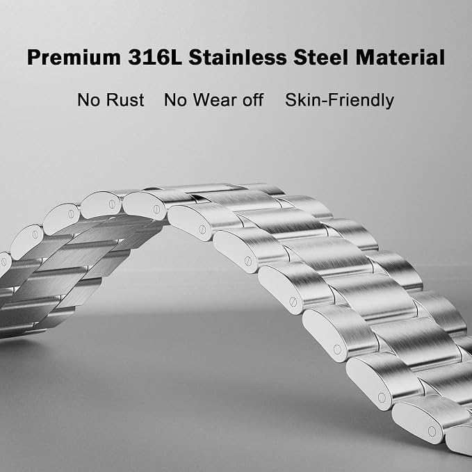 SUPLINK 2-Pack Stainless Steel Band Compatible with Galaxy Watch Ultra Bands 47mm (2025/2024), Adjustable Premium Metal Replacement Bands for Samsung Watch Ultra Band Men Women, Silver