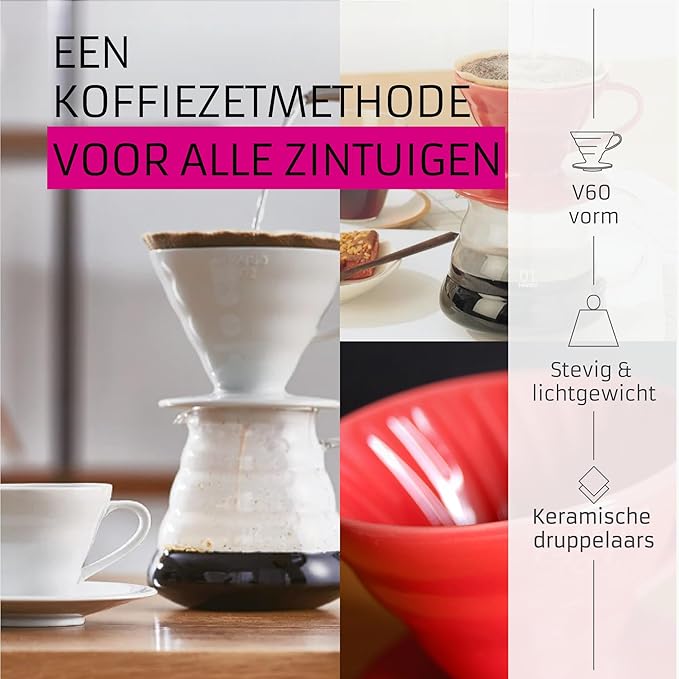 Hario V60 Ceramic Coffee Dripper Pour Over Cone Coffee Maker Size 02, White