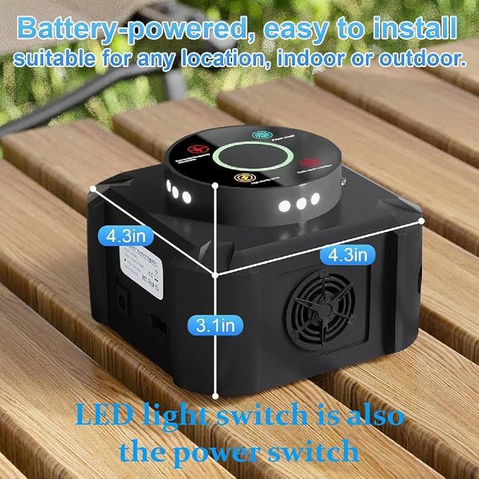 Ultrasonic Mouse Repeller & Pest Repellent with 12 Strobe Lights, 4 Frequency Modes – Indoor Plug-in Rodent Control for Home, Garage, Attic, Electronic Mice Deterrent Devices, Black