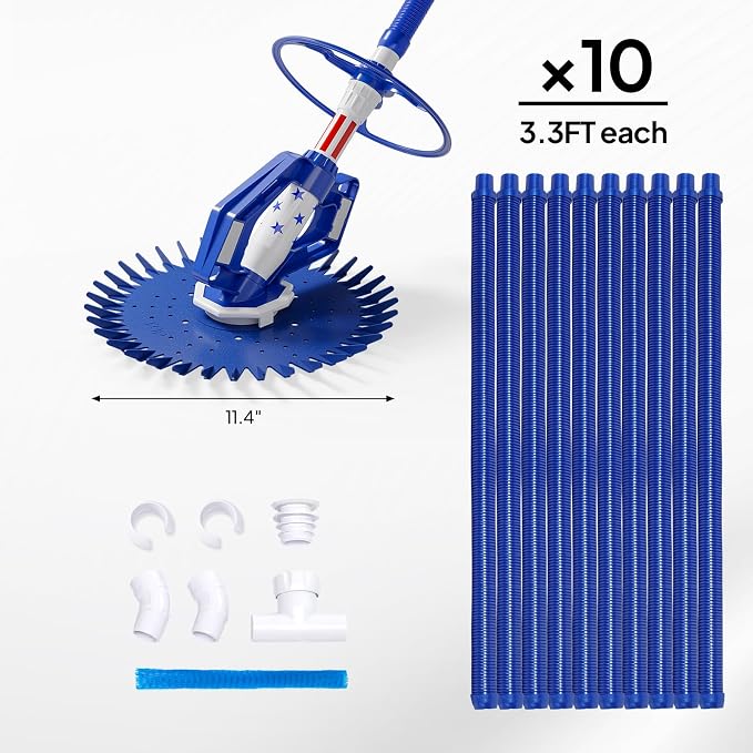 VINGLI Pool Vacuum Cleaner Automatic Sweeper Swimming Pool Creepy Crawler Vacuum with 33FT Hoses (Blue Star)