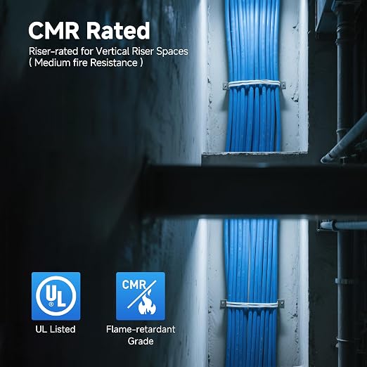 Cable Matters [UL Listed] 10Gbps in-Wall Riser Rated (CMR) 23AWG Bare Copper Cat6 Ethernet Cable - 300ft, Solid, UTP Cat 6 Ethernet Cable Spool, Cat 6 Cord Bulk, Black