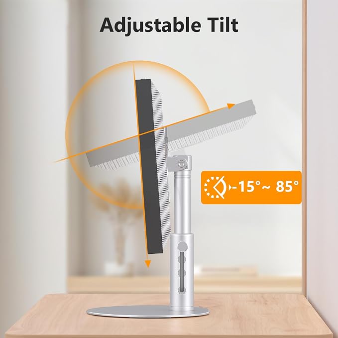 Laivli Desk Stand for Show 15(Gen 1, Gen 2) and Show 21, Silver 4-Level Height Adjustable and Tiltable Holder, Aluminum Mount with Anti-Slip Base, Easy Setup Compatible with Echo Show 15/21 (Standard)