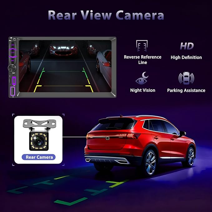 Wireless Double Din Car Stereo A-pple Carplay Radio Screen for Car Audio Receivers, Bluetooth Car Play Android Auto Touchscreen, Mirror Link, Backup Camera, AM/FM, Type-C