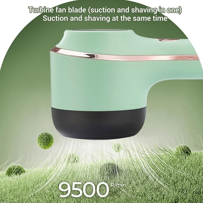 Rechargeable Electric Fabric Shaver with LED Display, 3-Speed Lint Remover for Clothes and Furniture, 6-Blade Portable Sweater Defuzzer, Battery-Powered Fuzz Remover - Green