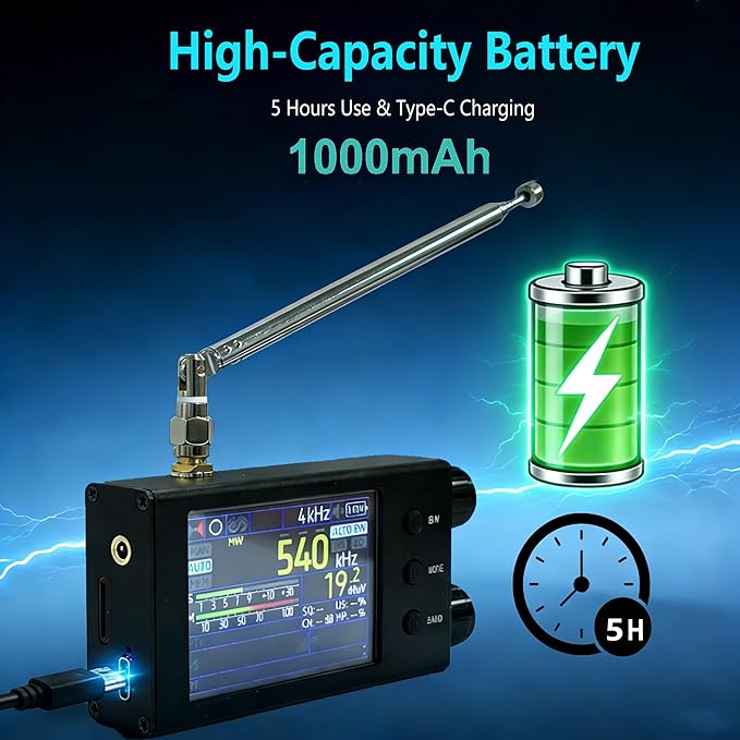TEF6686 Pocket Mini Radio V2.2 | FM/AM/SW/LW/MW Shortwave Radio Receiver with RDS | 2.4-Inch Touchscreen Color Display, CNC Aluminum Alloy Shell, 1000mAh Battery for Travel and Daily Use