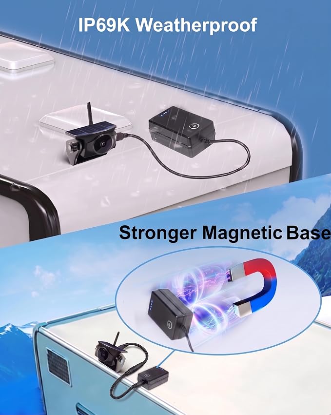 Magnetic WiFi Backup Camera with INSEETECH 8700mAh Magnetic 12V Battery Pack