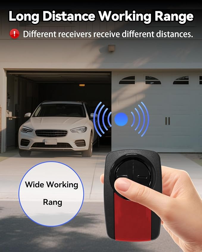 380UT Chamberlain klik5u-bk2 klik3u-bk Garage Door Opener Remote Clicker, 375UT Universal Garage Door Remote for Lift Master Craftsman Genie, Dip Switch (Black+Red)