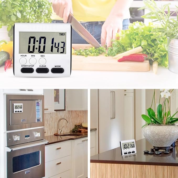 Xuhal 25 Pack 24 Hours Kitchen Timer with Alarm Magnetic Digital Clock Loud Alarm, Big Screen and Strong Magnet Manual Switching Count up or Down and Memory Function for Baking Sports Office Study