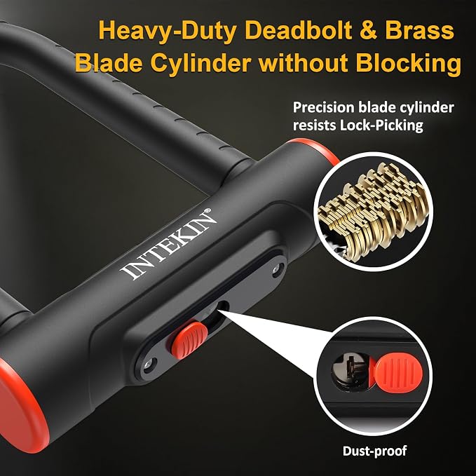 Bike U Lock Heavy Duty Bike Lock Bicycle Lock, 16mm U Lock and 3ft / 5ft / 6ft Length Security Cable with Sturdy Mounting Bracket for Bicycle, Motorcycle and More