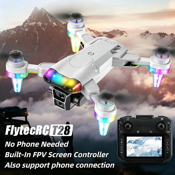Drones for kids 8-12 with camera – Drone with camera for kids & Beginners, Mini kids drone with Fancy LED Lights, 4.3" Built-In FPV Screen, Dual Batteries, Indoor & Outdoor Toy Gift