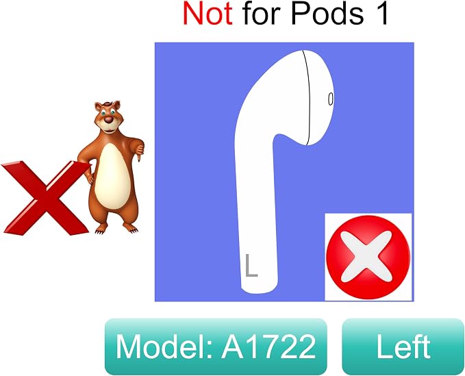 Meenova OEM A2031 One Left Earbuds Replacement for Pod (2nd Generation), Single Left Ear Side Only, Compatible with Original Air 2 A1938 Charging Case, Legit Used Pods 2 | Single Left Ear Side Only, Compatible with Original Air 2 A1938/A1602 Charging C...