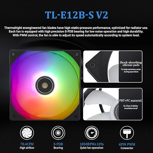 Thermalright Frozen Prism360 Black ARGB CPU Liquid Cooler,Efficient PWM Controlled Pump 3300RPM,3×TL-E12 Series PWM Fan,Water Cooling Computer Parts,for AMD AM4/AM5,Intel 1150/1151/1200/1700/2011