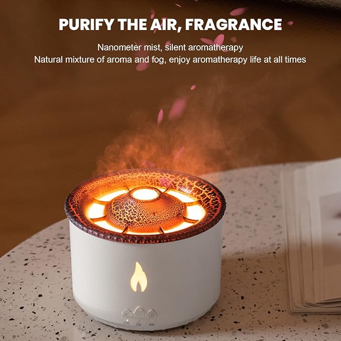 Volcano Diffuser humificador de Aromas Flame Essential Oil Diffuser Bedroom Humidifier with LED Cold Flame Light and Delicate Atomization for Study Living Room Hair Dryers & Accessories