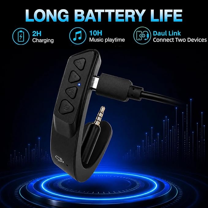Upgraded aptX Wireless Bluetooth Adapter for Bose QuietComfort 25 QC 25Headphones with Mic/Volume Control, Black