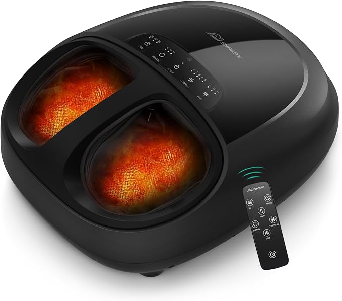 Snailax 2026 Upgrade Foot Massager Machine with Heat, Compression, Deep Kneading Shiatsu, Rolling Scratch for Plantar Fasciitis Relief (Remote Control) Father Day Gifts, Men Size 13 at Home Office