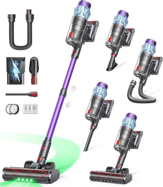 Cordless Vacuum Cleaner 70min/650W/55KPA, Self-Standing Vacuum Cleaners for Home with 3.3Ft Hose & Auto Mode, Wall Mount Charging, Stick Vacuums with Fragrance, Dust-Scraper for Hardwood Floor/Car/Pet
