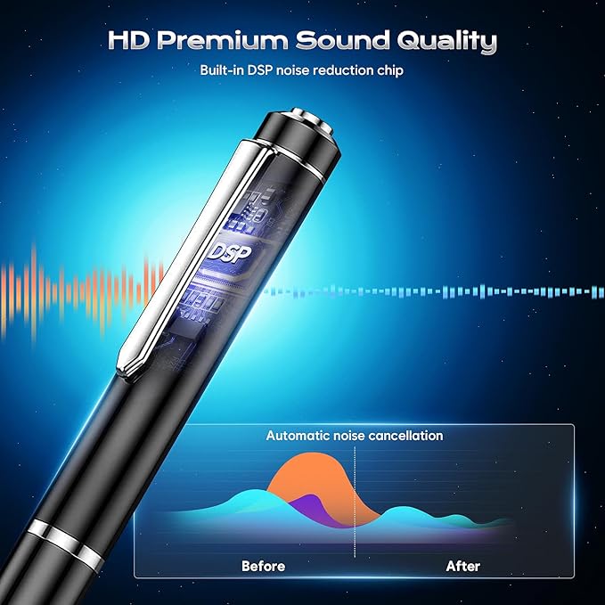 Voice Recorder with Playback, 128GB Digital Voice Activated Recorder with Intelligent Noise Reduction, Recording Device, 4800Hrs Smart Tap Dictaphone for Lectures Meeting, Class, Work, Interviews