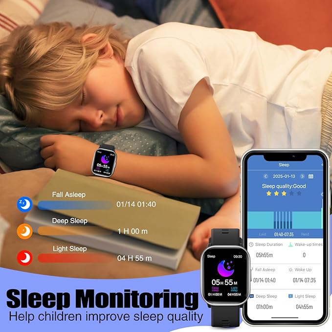 meoonley Kids Watch for Girls Boys with IP68 Waterproof, Girls Watch with 19 Sports Modes, Sleep Tracking, Pedometer, Stopwatch, Kids Activity Tracker, Birthday Gifts for Girls Age 6-15 Years Old