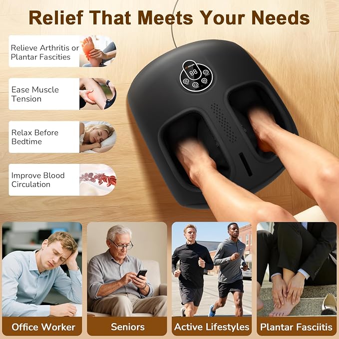 Foot Massager with Heat & Compression for Neuropathy and Tired Feet | Removable liners for easy cleaning, Thoughtful Gift for Family, Friends & Loved Ones