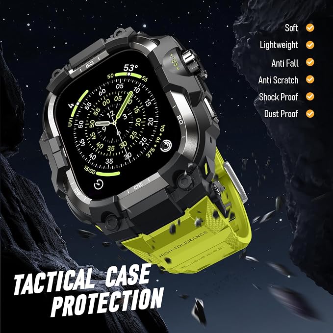 BXUXOHS Rugged Case and Band for Apple Watch 46mm Men, Compatible with Apple Watch Series 11/10, Military Grade Shockproof Bumper Cover, Tactical Band Case for iWatch 11/10 Man, Green