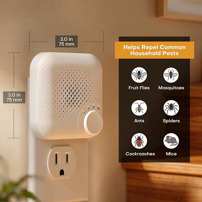 Ultrasonic Pest Repeller with 4 Auto Modes, Plug in Mouse Rodent Repellent Indoor for Spider Mice Rats Mosquito Roach Ant, Lock & Foldable Silent Pest Control for Home Kitchen Garage, 4 Pack