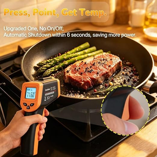 OnniOne Infrared Thermometer Temperature Gun -58℉~1022℉, Digital Laser Thermometer Gun for Cooking Blackstone Pizza Oven Griddle, IR Thermometer with Carrying Storage Case, Backlit (NOT for Human)