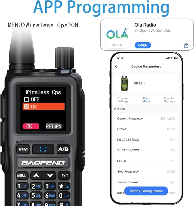 BAOFENG uv-5r mini Ham Radio,uv5r mini Handheld App Programming Walkie Talkies with 5W Power,Copy Frequency,999 Channels,USB-C Charging (Grey-2PACK)
