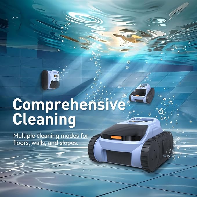 Cordless Pool Cleaner Robot, Pool Vacuum for Inground Pool & Above Ground Pool, Smart Navigation Self-Parking, LED Indicator, Wall&Waterline Cleaning Pool Robot up to 2150 Sq.ft