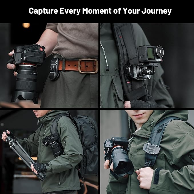 PGYTECH Beetle Camera Clip V2 with Plate, Quick Release Camera Backpack Clip, Arca-Swiss Compatible, SnapLock System for Sony/Nikon/Fuji/DSLR Cameras, Instant Mounting & Hands-Free, Black
