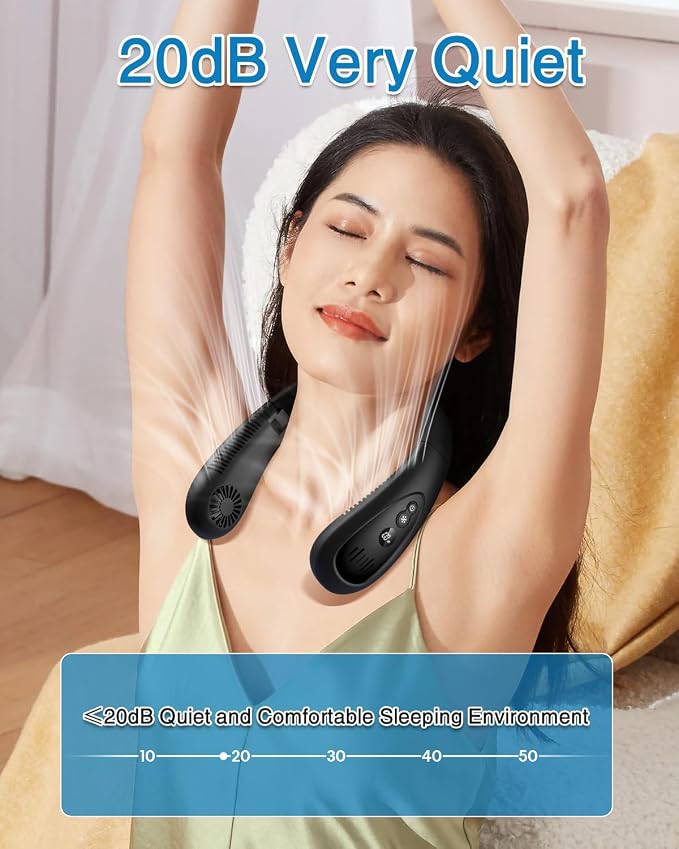 Neck Air Conditioner, Portable Neck Fan with Cooling Plate 360°Cooling Airflow, 5000mah Rechargeable USB Fan Hands Free Bladeless Wearable Foldable Mini Fan for Men Women Home Office Outdoor