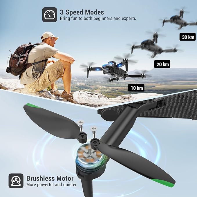 MSMV High-Resolution 4K HD Camera Drone, Wireless RC Toys for Boys Girls, One Button Return, Emergency Stop, Headless Mode, 360° Flips, 2 Batteries & Carrying Case for Kids Adults Beginners, Black