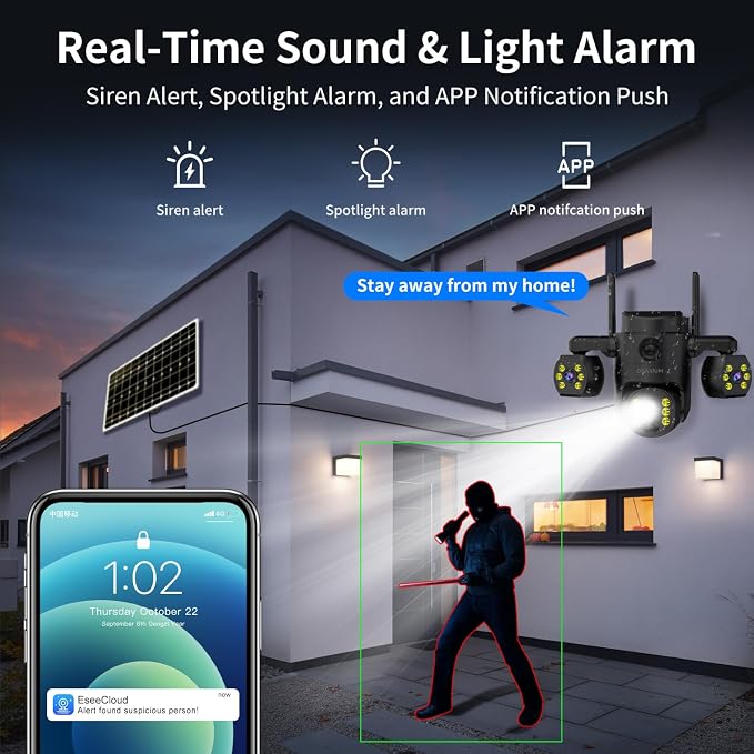 Triple Lens Outdoor Wireless Security Camera, Outdoor Cameras for Home Security, Color Night Vision, Outdoor Camera Two Way Audio for Home and Farm