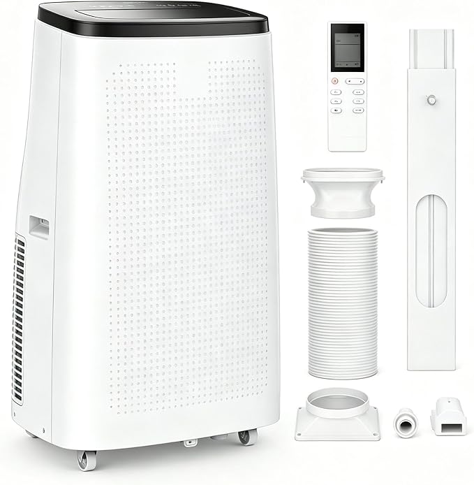 14000 BTU Portable Air Conditioners, 4-in-1 Cooling, Dehumidifier, Fan and Sleep, Quiet Operation, Remote&24H Timer, Window Kit, Cools Rooms up to 750 Sq.Ft, for Bedroom, Office