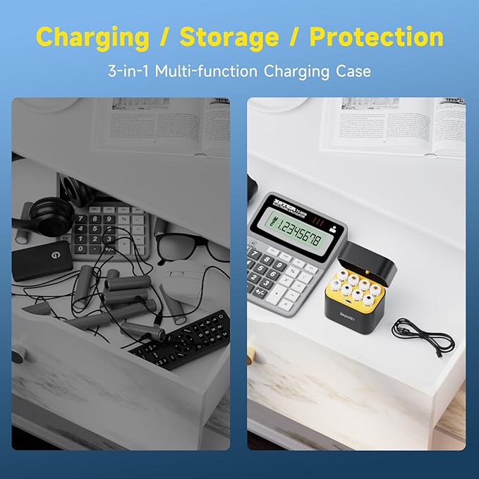 Lithium Batteries aa Charger 8 Bay Individual Fast Charging Rechargeable for Rechargeable AA Batteries(8-Slot Charger)