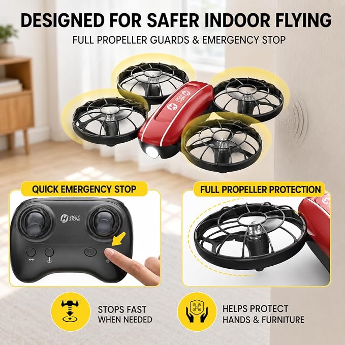 Holy Stone HS210FS Mini Drone for Kids Beginners, 2-Player Indoor RC Quadcopter Set with Battle Mode, 360° Flips, Circle Fly, Headless Mode, Altitude Hold, LED Lights, 4 Batteries