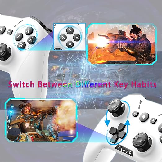 Bluetooth Controller for Switch/Mac/PC/Steam/Mobile Phone/iOS/Android//TV/iPad/Table/Apple Arcade MFi Games, switch pro controller wireless with Adjustable Dual Motion,Turbo,Macros,6-Axis,Wake Up for Black Myth: Wukong (Black) (Purple) (White Black wit...