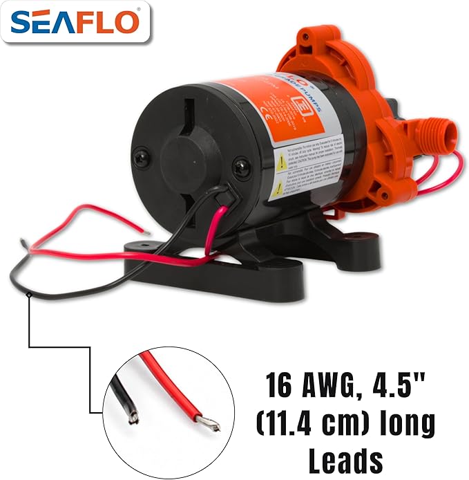 SEAFLO 33 series RV Water Pump - 12V, 3.0 GPM 45 PSI Diaphragm Pump, Self Priming On Demand Fresh Water Pump for RV Camper Boat Marine, Self Priming Pressure Pump, NSF UL 4-Year Warranty