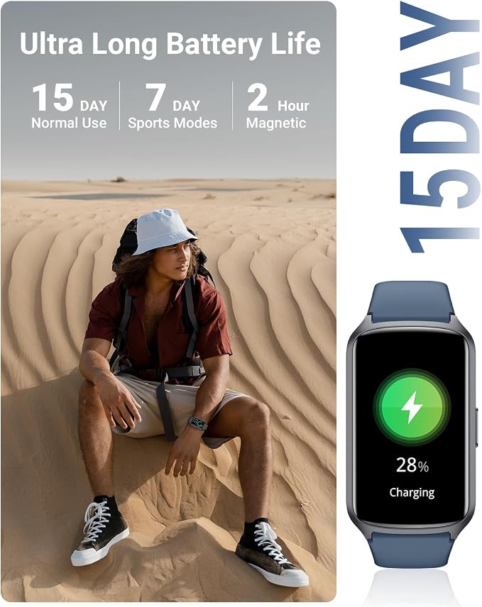 Amzhero Health Fitness Tracker with 24/7 Heart Rate, Blood Oxygen, Blood Pressure, Sleep Tracker, 5ATM Waterproof Activity Trackers with Step Tracker, Pedometer (S & L Bands Included)