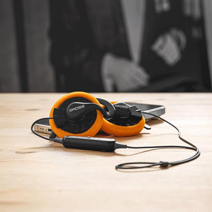 Koss KSC35 Wireless Bluetooth Ear Clip Headphones, USB-C, Microphone with Audio Remote, 18+ Hour Battery Life, Carry Case Included, Black