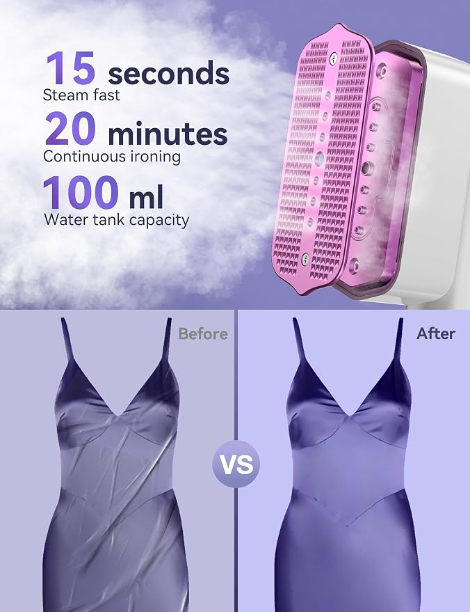 Steamer for Clothes,Sundu Portable 2-in-1 Travel Steamer&Iron,15s Fast Heat-up,100ml Water Tank,Ironing Gloves,25 Min Powerful Continuous Steam,1000W&4 Modes Light Steam Iron for Travel&Home(Ivory)